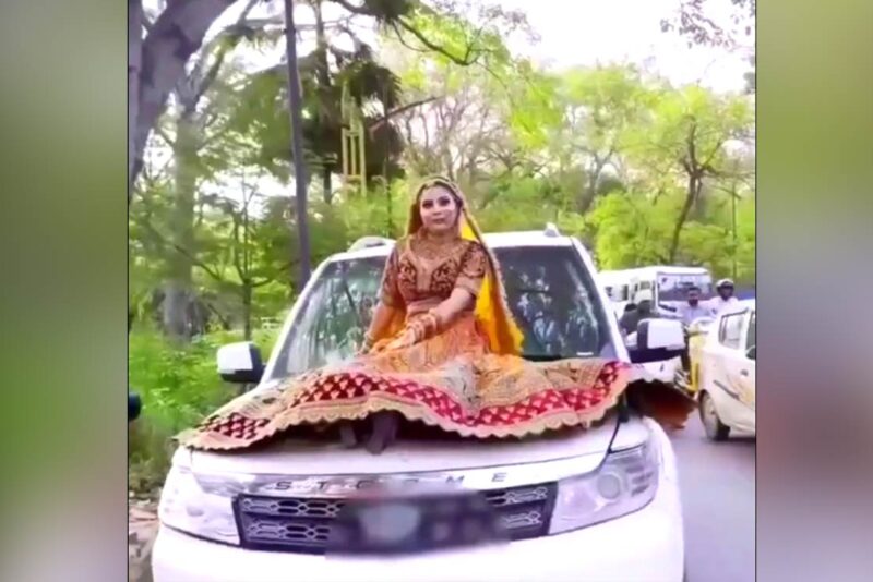 दुलहीले गाडीको बोनटमा बसेर रिल बनाउदा भयो ठुलो जरिवाना