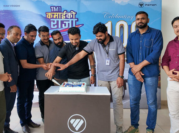 फोटोन टीएम१ को १०० युनिट ईभी भ्यान नेपाली सडकमा