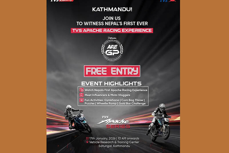 नेपालकै पहिलो अपाचे रेसिङ एक्सपेरियन्स आयोजना गर्दै टीभीएस नेपाल