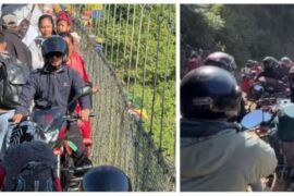 मलेखुको झोलुङ्गे पुललाई वैकल्पिक मार्गमा प्रयोग गरेपछि… मोटरसाइकलको चाप